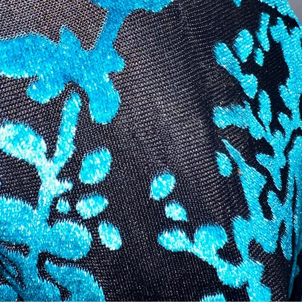 GUC Black Milk Burned Velvet Teal Floral Kimono Dress Large - Picture 15 of 16